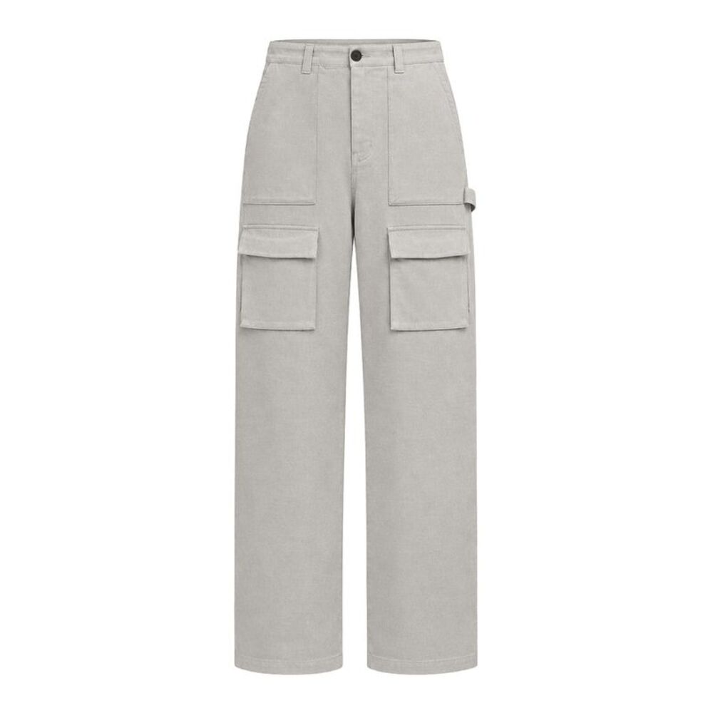 Loewe Men Cotton Canvas Cargo Trousers With Thread Detailing